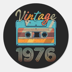 Vintage 1976 Cassette Tape Retro 47th Birthday 47  Classic Round Sticker