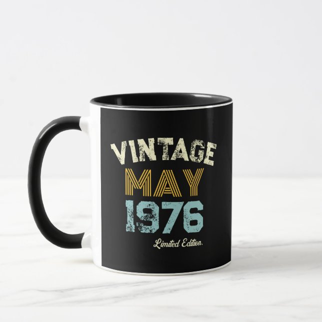 Vintage 1976 Custom Birth Year & Age  Mug (Left)