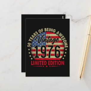 Vintage 1976 Limited Edition 50th Birthday Postcard