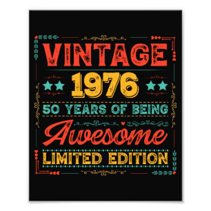 Vintage 1976 Made in 1976 70th Birthday 50 Years  Photo Print