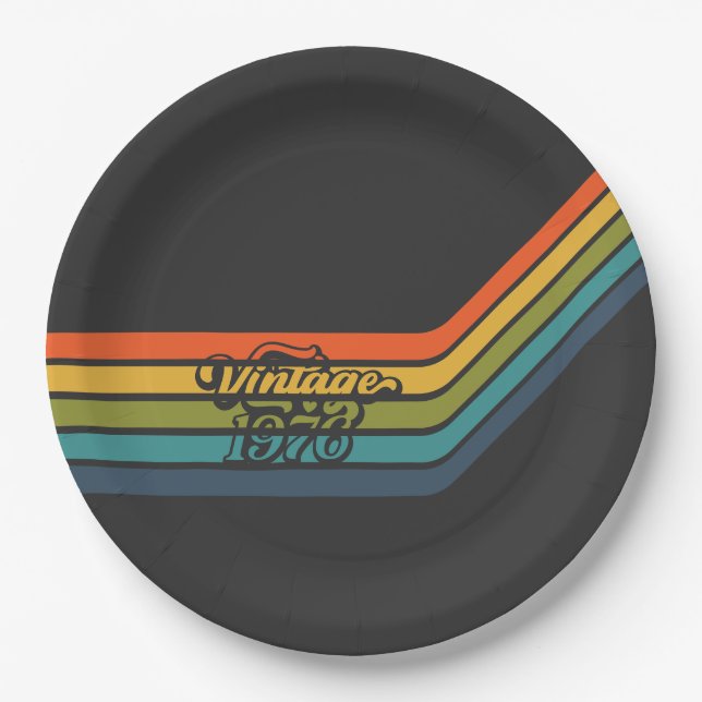 Vintage 1976 Retro Design paper plates (Front)