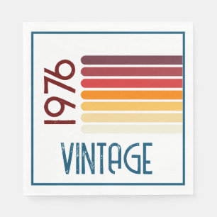 Vintage 1976 Retro Stripe Sun 50th Birthday Napkin