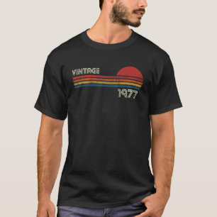 Vintage 1977 Chest Stripe Birthday T-Shirt