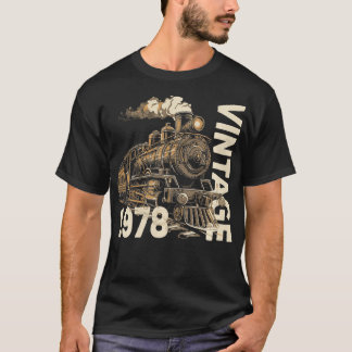 Vintage 1978 Steampunk Steam Train Locomotive 46th T-Shirt