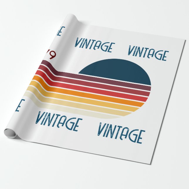 Vintage 1979 Retro Stripe Sun Wrapping Paper (Unrolled)