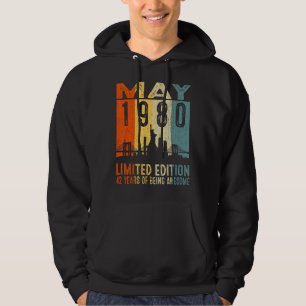 Vintage 1980 42 Yrs Old Made In May 1980 42nd Birt Hoodie
