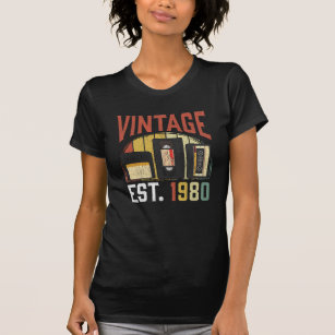 Vintage 1980 Birth Cassette Old Music Lover T-Shirt