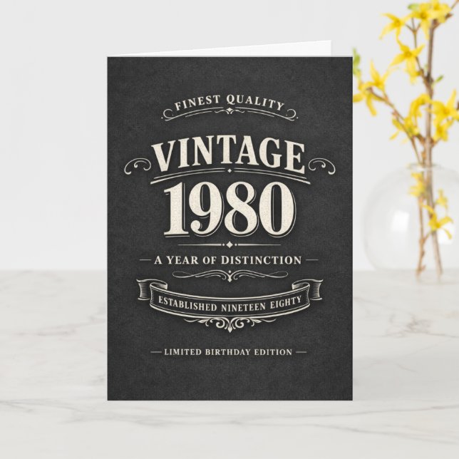 Vintage 1980 Birthday Card (Yellow Flower)