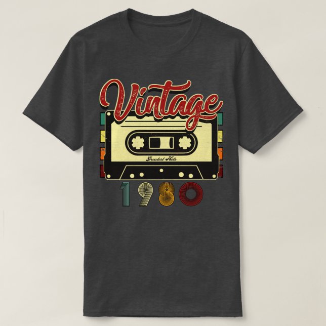 Vintage 1980 Greatest Hits Cassette Tape T-Shirt (Design Front)