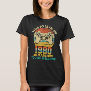 Vintage 1980 March 42 Years Old Video Gamer 42th B T-Shirt