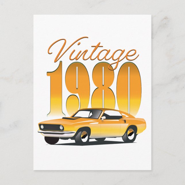Vintage 1980 Retro Car Postcard (Front)