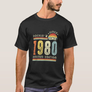 Vintage 1980 Rockin Since 1980 42nd Birthday 42 Ye T-Shirt