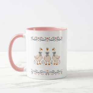 Vintage 1980s Blue Ribbon Mama Geese Coquette Mug