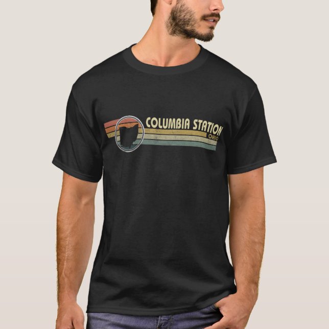 Vintage 1980s Style COLUMBIA STATION, OH T-Shirt (Front)