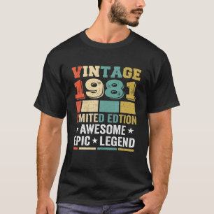 Vintage 1981 Born In 1981 40Th Birthday T-Shirt