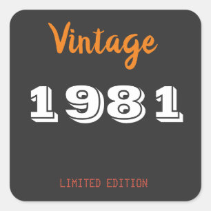 Vintage 1981 Limited Edition 45th Birthday Square  Sticker
