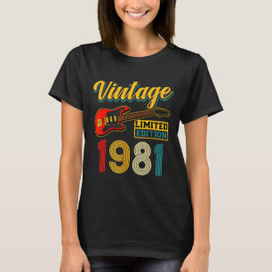 Vintage 1981 Limited Edition Guitar Birth Year T-Shirt