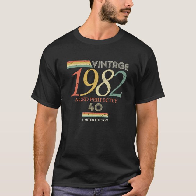 Vintage 1982, 40th Birthday Aged Perfectly T-Shirt (Front)