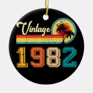 Vintage 1982 40th Birthday Men Women Retro 40 Ceramic Tree Decoration