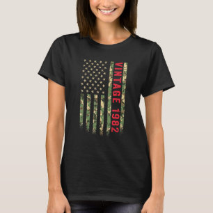 Vintage 1982 American Flag Camo 40 Years Old 40th T-Shirt