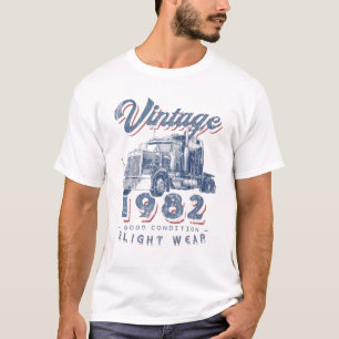 Vintage 1982 Trucker Big Rig Truck Driver 40Th Bir T-Shirt