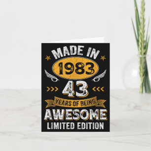 Vintage 1983 43 Years Old Birthday 43rd Birthday M Card