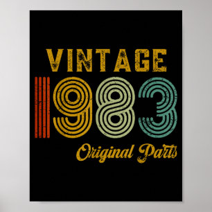 Vintage 1983 Original Parts Retro 42 Years Old Men Poster