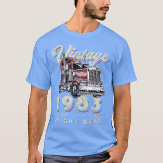 Vintage 1983 Trucker Big Rig Truck Driver 39th Bir T-Shirt