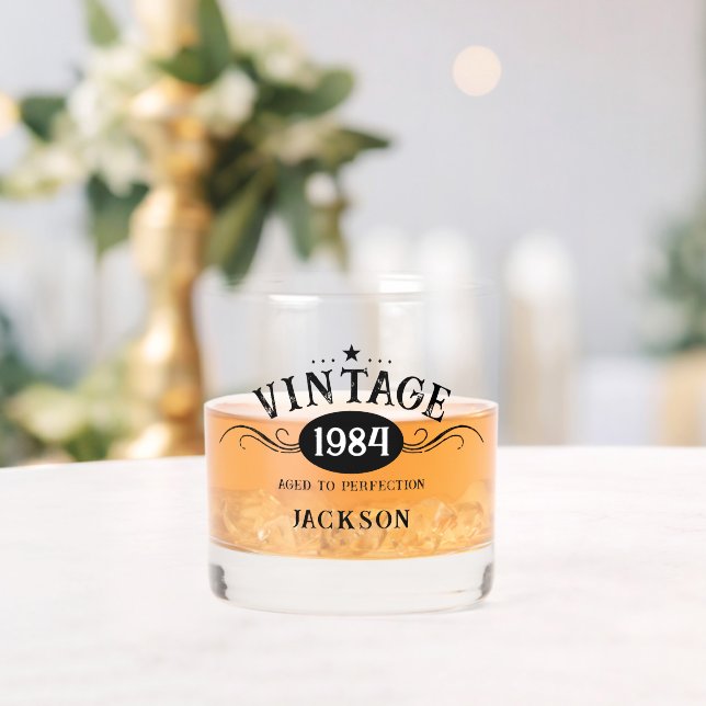Vintage 1984 40th Birthday Whiskey Glass (Insitu (Wedding))