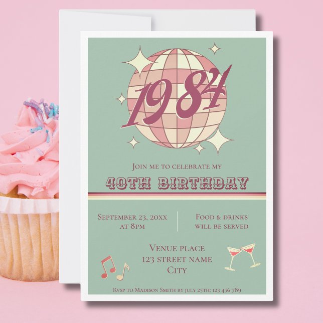 Vintage 1984 41st birthday retro party Invitation (Creator Uploaded)