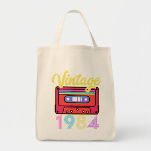 Vintage 1984 Colorful Cassette Tape Tote Bag