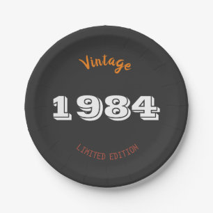 Vintage 1984 Limited Edition 42nd Birthday Retro Paper Plate