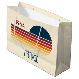 Vintage 1984 Retro Stripe Sun Large Gift Bag