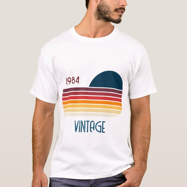 Vintage 1984 Retro Stripe Sun T-Shirt (Front)