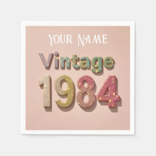 Vintage 1984 Sparkle Napkin: Glittering Memories Napkin