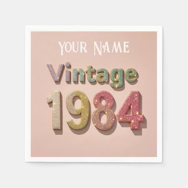 Vintage 1984 Sparkle Napkin: Glittering Memories Napkin (Front)