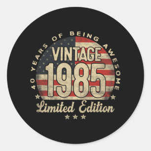 Vintage 1985 Limited Edition 40-year-old Gifts Usa Classic Round Sticker