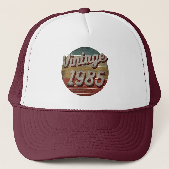 VINTAGE 1985 MEN WOMEN BIRTHDAY GIFT TRUCKER HAT (Front)