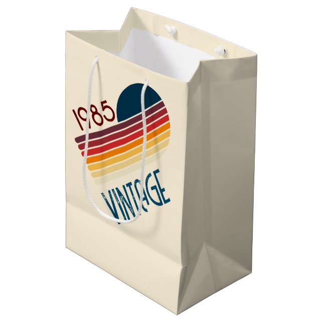 Vintage 1985 Retro Stripe Sun Medium Gift Bag (Front Angled)
