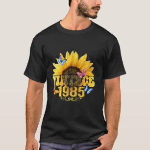 Vintage 1985 Sunflower Floral Butterfly Funny 40th T-Shirt