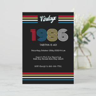 Vintage 1986 Retro 40th Birthday Party Invitation