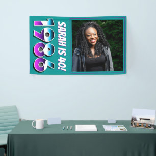 Vintage 1986 Retro & Lasers Photo 40th Birthday Banner