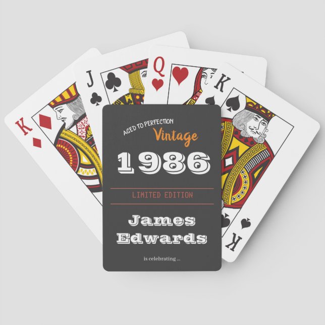 Vintage 1986 Retro Poker Cards – 40th Birthday  (Back)