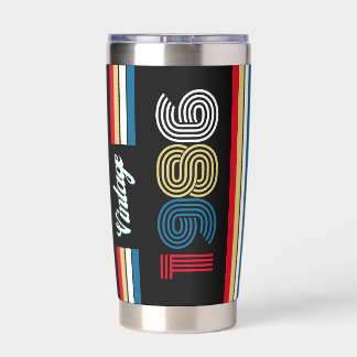 Vintage 1986 Retro Stripe 40th Birthday Favor Insulated Tumbler