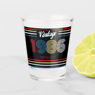 Vintage 1986 Retro Stripe 40th Birthday Favor Shot Glass