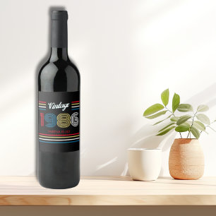 Vintage 1986 Retro Stripe 40th Birthday  Wine Label
