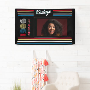 Vintage 1986 Retro Stripe Colourful 40th Birthday Banner