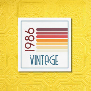 Vintage 1986 Retro Stripe Sun 40th Birthday Napkin