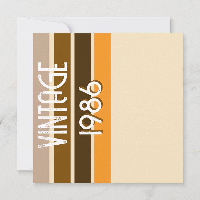 Vintage 1986 Retro Stripes Brown Tan Vintage  Invitation (Front)