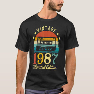 Vintage 1987 Music Cassette 35th Birthday  35 Year T-Shirt